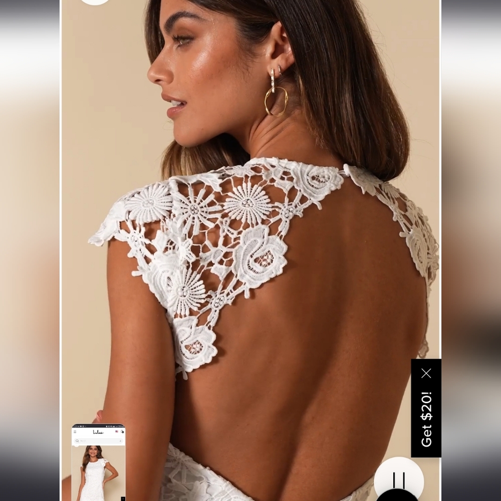 Lulu's White Lace Backless Dress